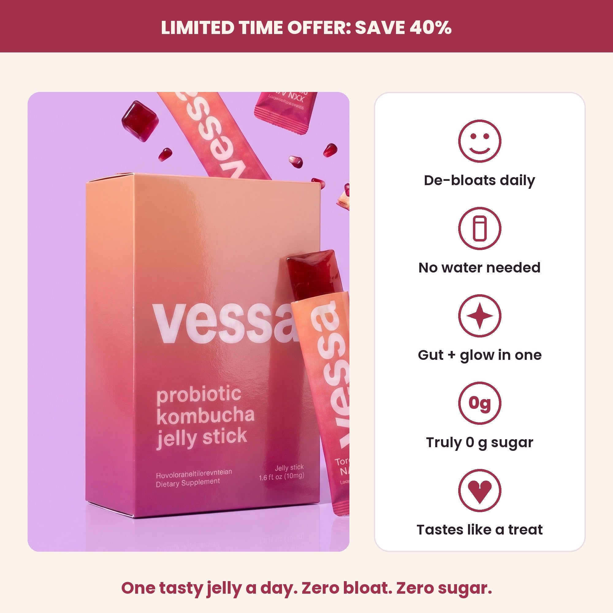 Vessa limited time offer with benefit icons